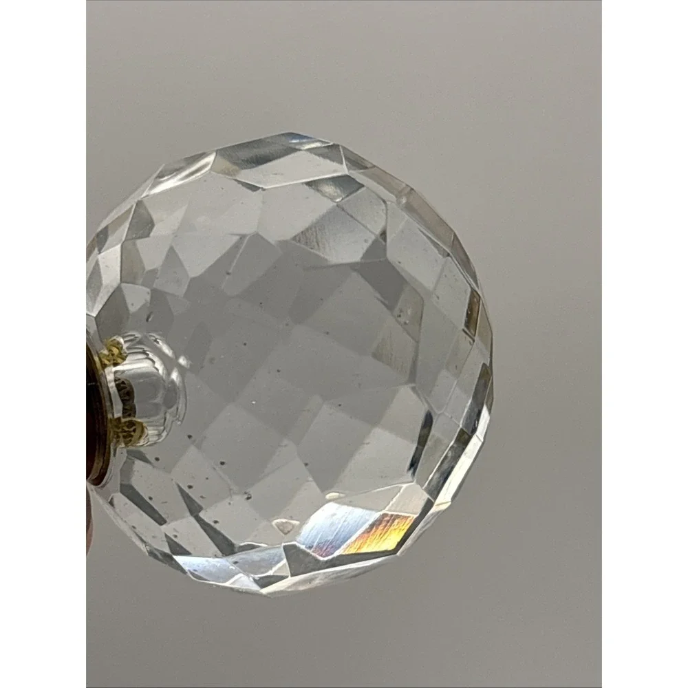 vintage Crystal ROUND KNOB/lamp Finial Chrome Brass? Base 3 sizes (7 Total)